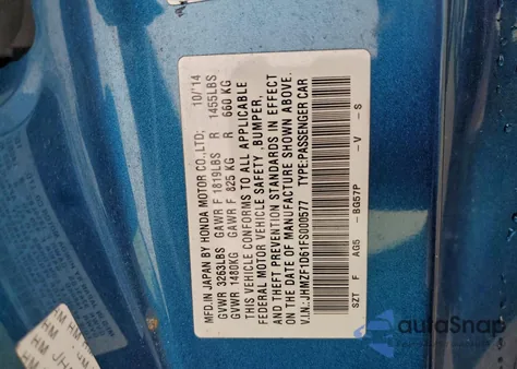 2015 Honda Cr-Z Ex z USA, uszkodzony, nr VIN JHMZF1D61FS000577